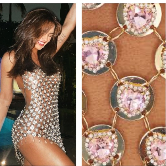 Kelsey Randall Dresses & Skirts - Kelsey Randall x REVOLVE Kelsey Chainmail Dress in Pink & Gold Kelsey Randall
